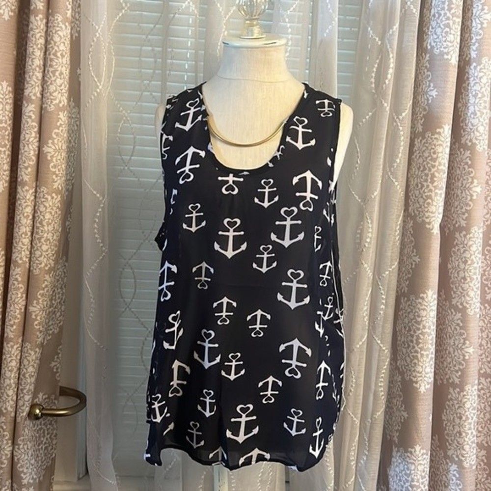 NWOT Live 4 Truth Sheer Anchor Print Top - Size XL